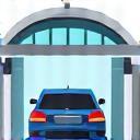 Car arriving at the car wash bay entrance.